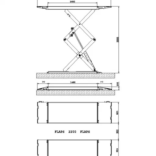 Kanalløfter 3.5T 2,2 m. m/flaps, varmgalvanisert