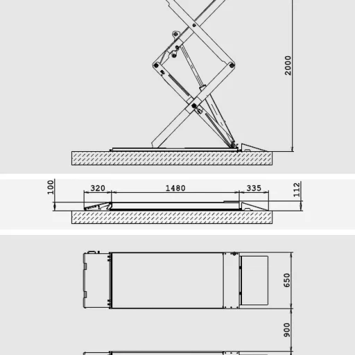 Kanalløfter 3.5T 2,3 m. m/flaps+uttrekk, varmgalv.