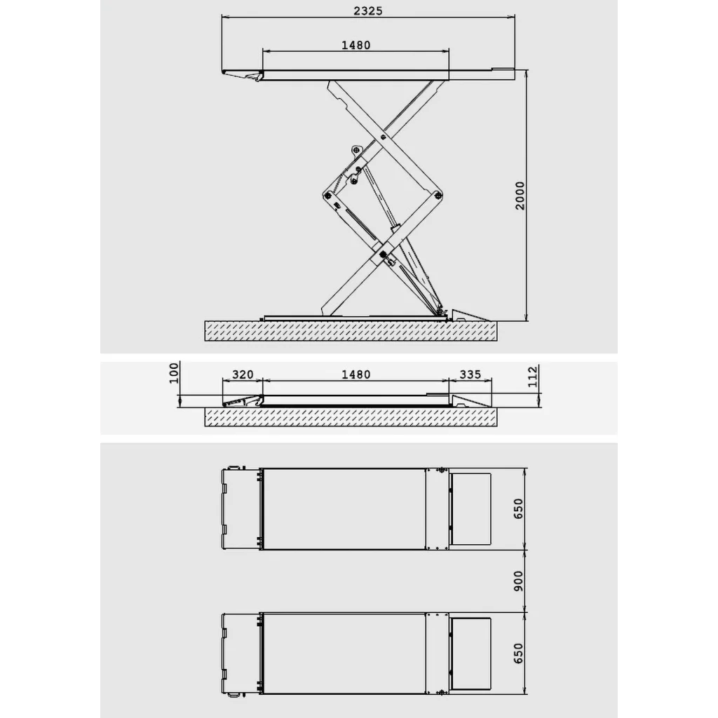 Kanalløfter 3.5T 2,3 m. m/flaps+uttrekk, varmgalv.